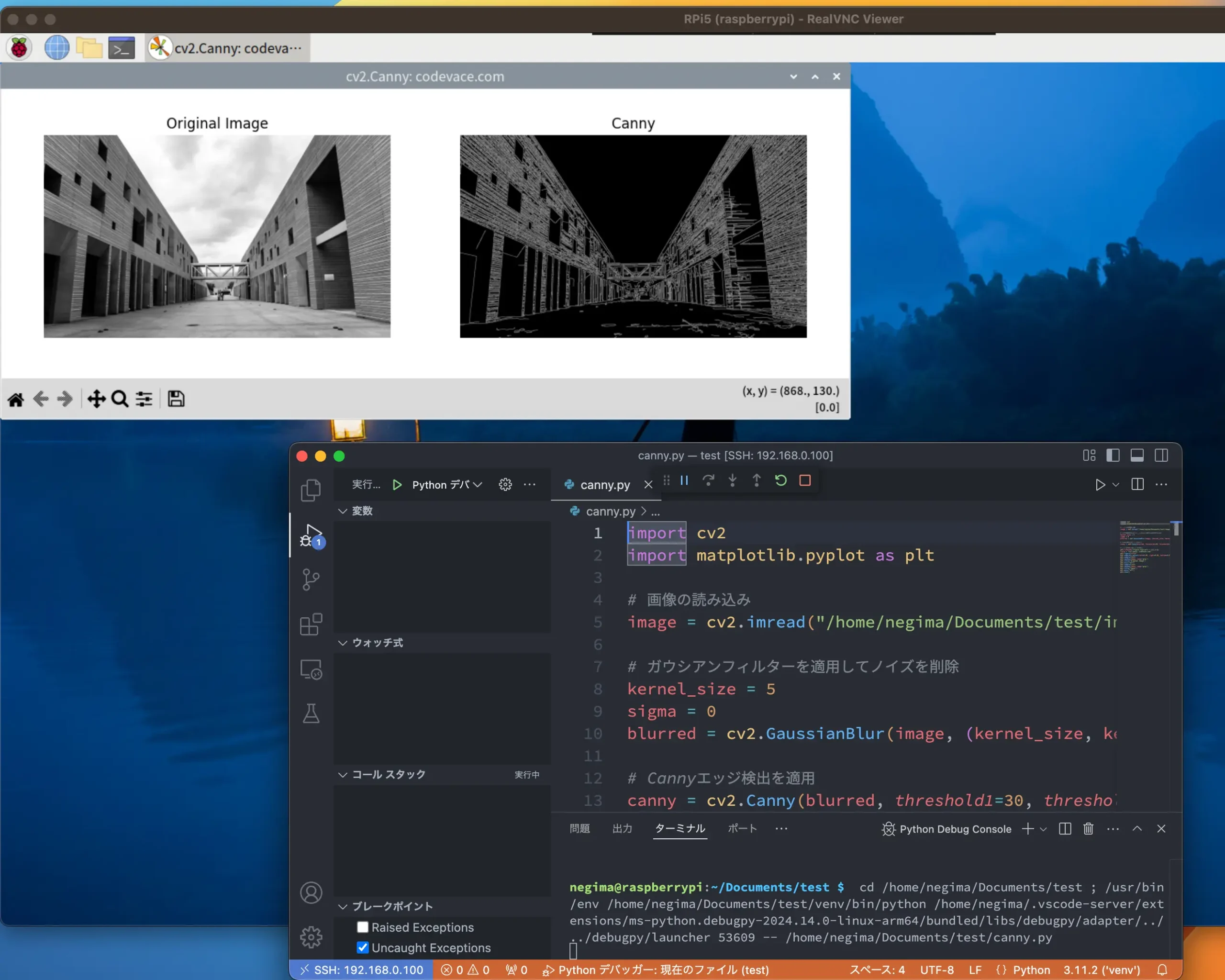 VS Code リモートデバッグ実行